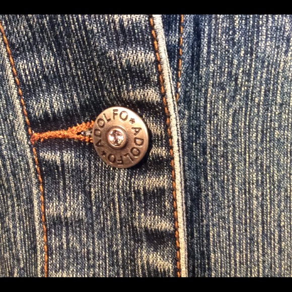 Adolfo Jeans women’s Jean Jacket Size Medium embellished denim jacket - Picture 4 of 11